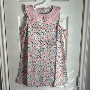 Stitchy Fish Floral Pink and White Kids Dress